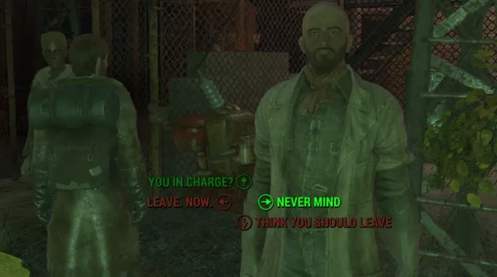 A speech check to intimidate settlers into giving you the outpost in Fallout 4 Nuka World