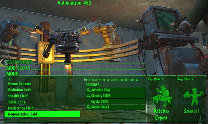 Torso upgrades for robots in Fallout 4 Automatron