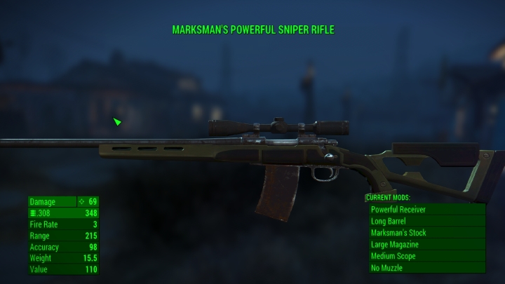 A hunting rifle turned into a sniper rifle in Fallout 4