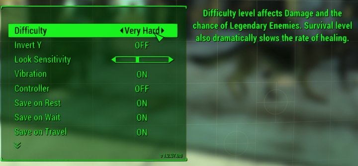 Fallout 4 Difficulty Setting Changes Survival To Very Easy