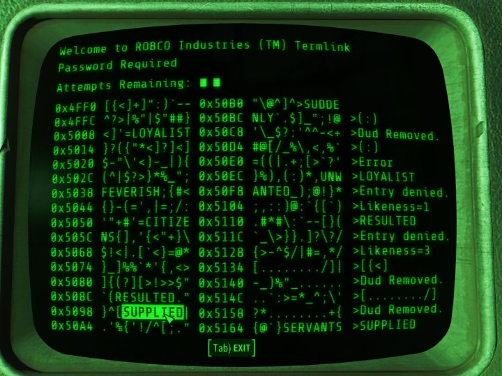 Fallout 4 Hacking Tutorial - Deducing Password