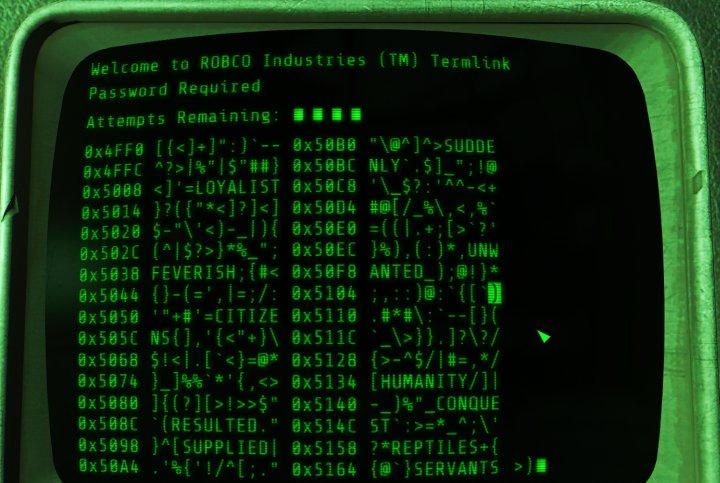You get four tries to guess the password when hacking in Fallout 4