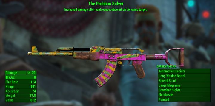 Fallout 4 Nuka World Unique Weapon, The Problem Solver AK-47