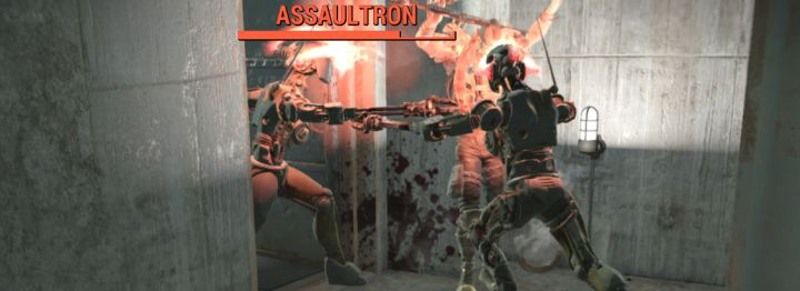 Four Assaultrons attacked in Fallout 4 Nuka World's world of refreshment area